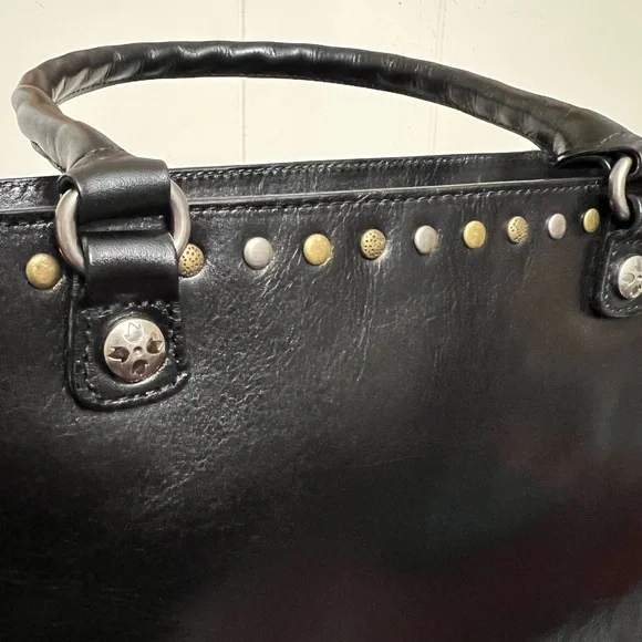 Patricia Nash Zancona Tote black leather studded EUC - Picture 4 of 12